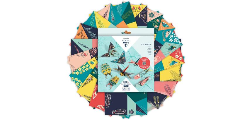 KIT ORIGAMI, Pochette de 60 feuilles 70g/m2 3 formats - Décor Insectes - Multicolore