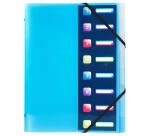 Trieur polypropylène 3 rabats Crystal colours 8 compartiments - Couleurs assorties