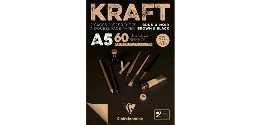 Kraft bi-face bloc collé 60F A5 90g