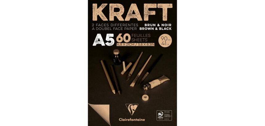 Kraft bi-face bloc collé 60F A5 90g