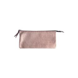 PLUME Grande pochette 2 compartiments en Daim irisé 22x11cm - Cuivre