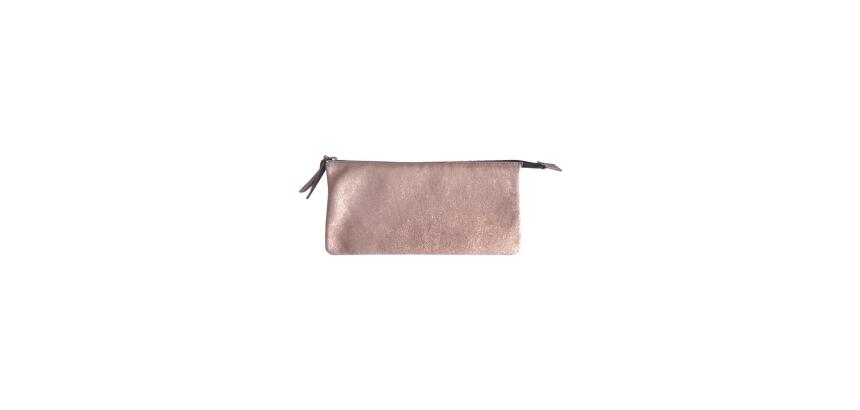 PLUME Grande pochette 2 compartiments en Daim irisé 22x11cm - Cuivre