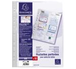 Sachet de 10 pochettes perforées pour cartes de visite 10 emplacements - polypropylène lisse 11/100e - A4 - Cristal