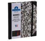 Carnet Marbre 220x170, 192 pages lignées - Blanc