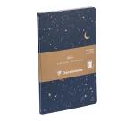 Adolie, Set de 2 carnets cousu fil A5 14,8x21 cm, 64 pages, ligné. Etoiles. 1 carnet couverture cuir + 1 carnet couverture carte imprimée, ass.