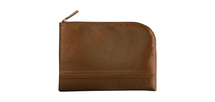 Rhodiarama pochette zippée en simili cuir - taille M (16x22 cm) - Bronze