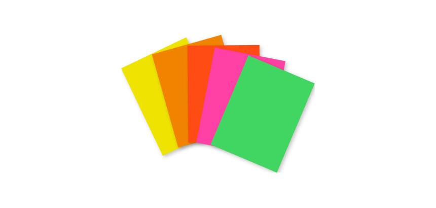PAPIER AFFICHE FLUO, Paquet de 100 feuilles 90g/m² au format 21x29,7cm - Assortiment