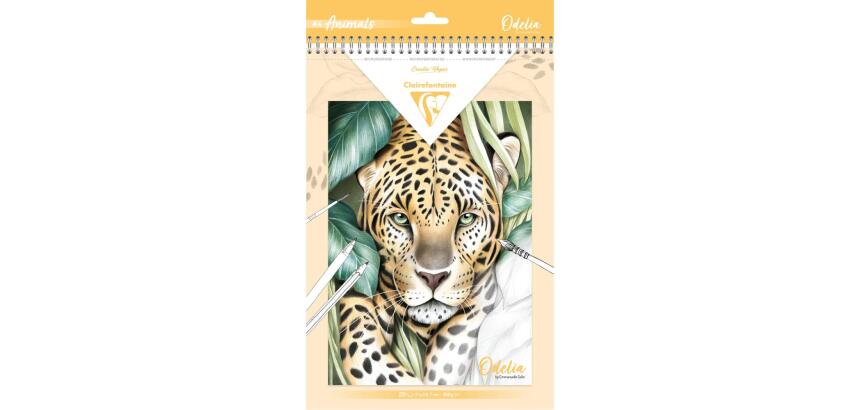 ODELIA, Bloc de coloriage multi-techniques de 20 feuilles A4 250g, Les animaux