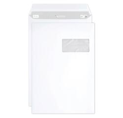 Boite de 250 Pochettes Blanches C4-229x324 mm - Auto-Adhésives - 90g/m2 - Fenêtre PET 50x100 (position 50/20) - Blanc