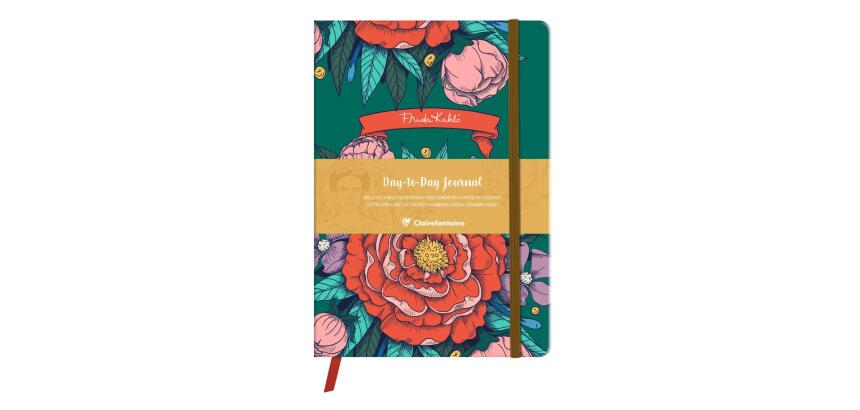 Frida Kahlo, DaytoDay journal 19x25 cm, 192 pages, dot, pochette à soufflet au dos, marquepage, fermeture élastique, ass.