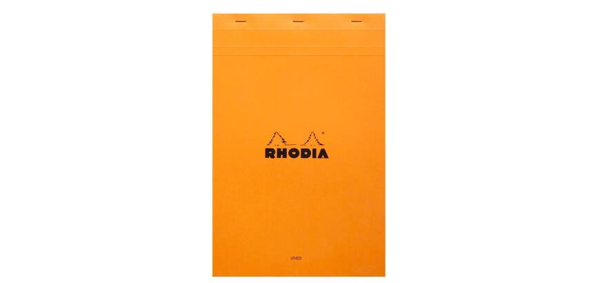 Bloc agrafé Rhodia N°19 21x31,8 cm 80 feuillets ligné avec marge 80g - Orange