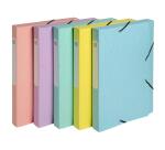 Boite de classement Cartobox livrée à plat Dos 25mm carte lustrée Aquarel - A4 - Couleurs assorties