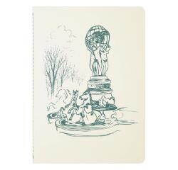 Cahier A5 ligné - Fontaine des Quatre Parties du Monde - 32 pages - Bleu/Vert - New - Bleu vert