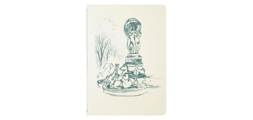 Cahier A5 ligné - Fontaine des Quatre Parties du Monde - 32 pages - Bleu/Vert - New - Bleu vert