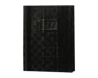 Protège-cahiers grain madras avec rabats marque-pages PVC 22/100ème 17x22 cm - Noir