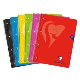 Cahier à spirale Mimesys A4+ 160 pages détachables perforées 4 trous petits carreaux et cadre en-tête couverture carte souple - Assortis