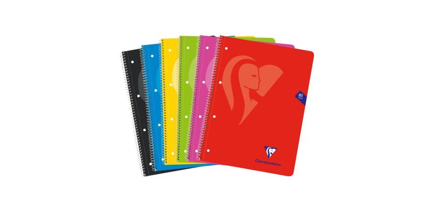 Cahier à spirale Mimesys A4+ 160 pages détachables perforées 4 trous petits carreaux et cadre en-tête couverture carte souple - Assortis