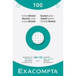 Pk 100 Exa Record Cards 100/150 Sq White - White