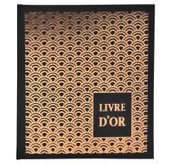 Exacompta - Cod. 9512E - 1 Libro degli ospiti PALMYRE - 140 pagine bianche - 21x19cm - Nero con palma oro - Disegni assortiti