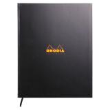 Brochure RsR Rhodiactive 90g A4+ 160 pages petits carreaux 5x5 avec cadre en-tête microperforé ruban marque-page - Noir