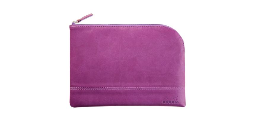 Rhodiarama pochette zippée en simili cuir - taille M (16x22 cm) - Violet
