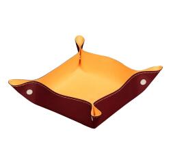 Rhodiarama vide-poche réversible simili cuir italien 12x12x4,5 cm - Lie de vin