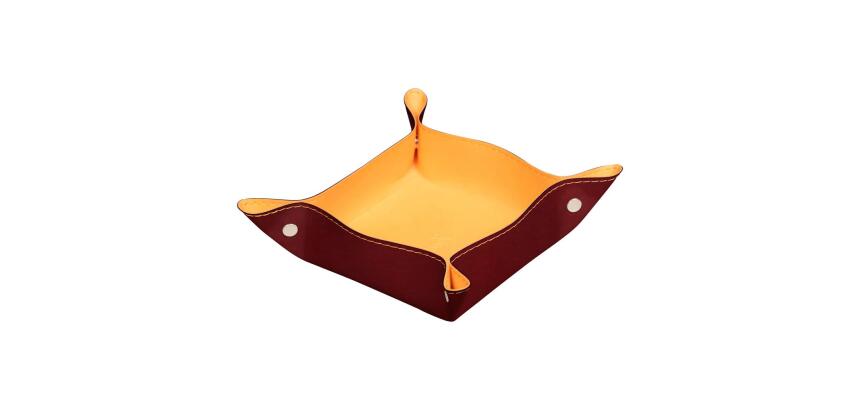 Rhodiarama vide-poche réversible simili cuir italien 12x12x4,5 cm - Lie de vin