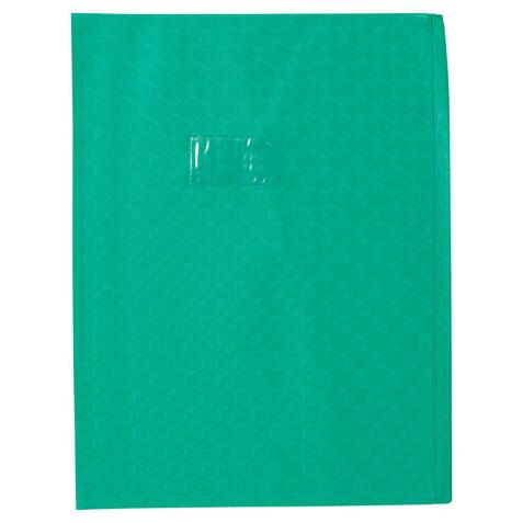 Protège-cahiers grain losange PVC 18/100ème avec porte-étiquette 24x32 cm