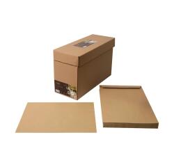 Boite de 250 pochettes Forever Kraft Brun 100% recyclé C4-229x324 mm - Auto-Adhésives - 90g/m2 - Kraft