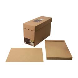 Boite de 250 pochettes Forever Kraft Brun 100% recyclé C4-229x324 mm - Auto-Adhésives - 90g/m2 - Kraft