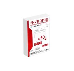 Paquet de 50 Enveloppes Blanches C6-114x162mm - Auto-Adhésives - 80g/m2 - Blanc