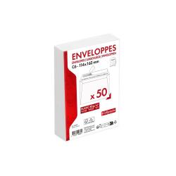 Paquet de 50 Enveloppes Blanches C6-114x162mm - Auto-Adhésives - 80g/m2 - Blanc