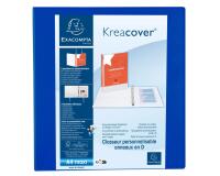Classeur PP personnalisable Kreacover - 4 anneaux en D 60mm - A4 maxi - Bleu