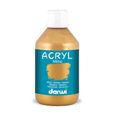 Darwi Flacon de 250 ml de Peinture Acrylique Universelle Métallique - Or