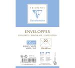 Paquet de 20 Enveloppes Blanches Doublées Triomphe 90x140mm - Gommées - 130g/m2 - Blanc