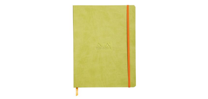 Rhodiarama carnet souple 19x25 cm 160 pages dot papier ivoire 90g fermeture élastique - Anis