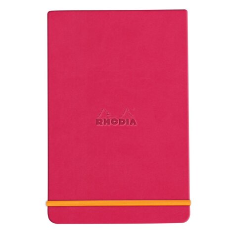 Rhodiarama Webnotepad rembordé rigide A5 192 pages ligné microperforé papier ivoire 90g fermeture élastique - Framboise