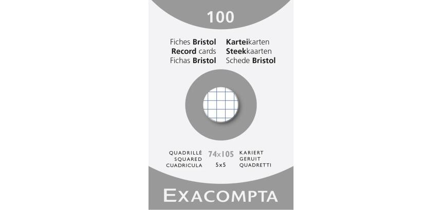 Fiches bristol, A7, quadrillé, blanc