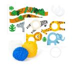 Boîte créative, Pompons, Animaux de la savane - Multicolore