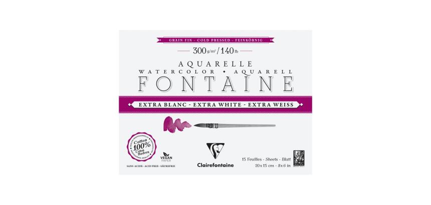Fontaine Extra Blanc Grain Fin bloc collé 4 côtés 15F 15x20cm 300g