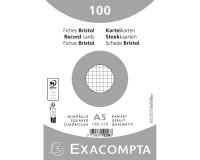 Paquete de 100 fichas Exacompta cartulina Bristol - blanco cuadricula 5x5 sin taladro 148x210mm - Blanco