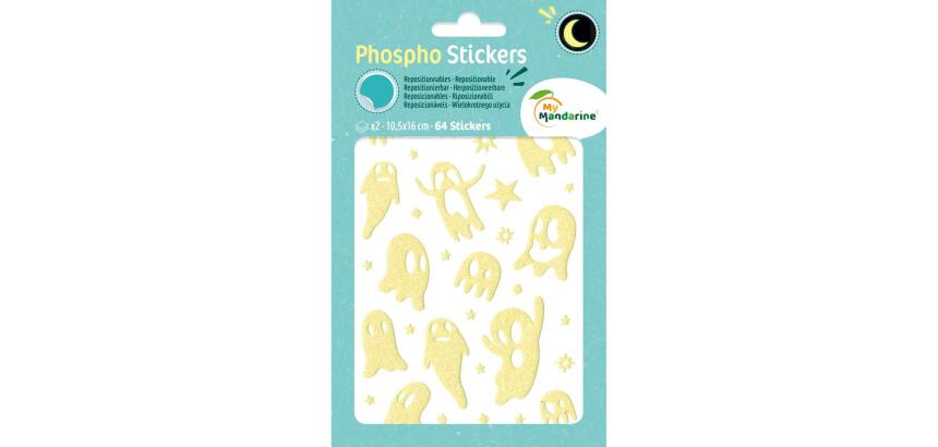 Phospho' Stick, Sach 2 pl 10,5x16cm, Fantômes - Jaune fluo