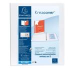 Classeur PP personnalisable Kreacover - 4 anneaux en D 30mm - A4 maxi - Blanc