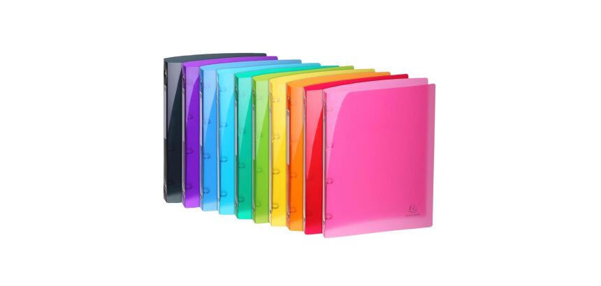 Classeur 4 anneaux 15mm IDERAMA PP polypropylène 5/10e - A4 - Couleurs assorties