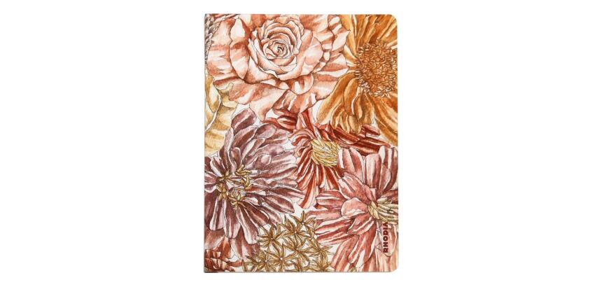 Rhodia collection ORANGE Botanique - carnet à reliure intégrale cachée A5 ligné, 120 pages - Bouquet fleuri