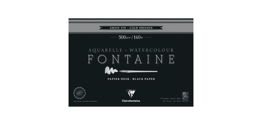 Fontaine Noir bloc collé 4 côtés 15F 36x51cm 300g grain fin