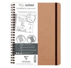 My.Notes Age Bag carnet reliure intégrale à marges détachables A5+ 120 pages détachables DOT + cadre en-tête - Tabac