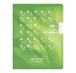 Cahier Travaux Pratiques Écriture piqué 8000 CARTE 17x22 cm 32 pages double ligne 4 mm + interligne verticale/uni 90 g - Vert anis