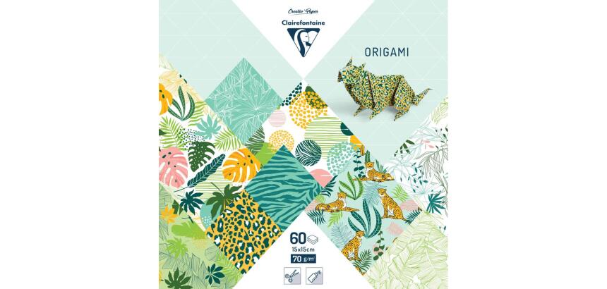ORIGAMI, Pochette de 60 feuilles 70g/m2 au format 15x15cm - Fraîcheur exotique - Multicolore