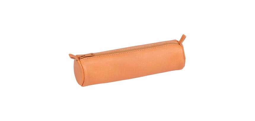 CUIR NATUREL Trousse ronde Ø5,5x22 cm. - Naturel